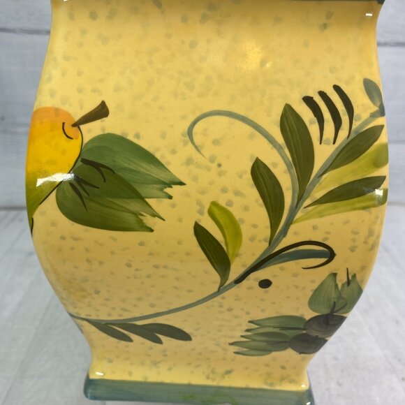 NONNI'S Yellow Green Tuscan Style Handmade Rectangle Ceramic Biscotti Cookie Jar - Picture 14 of 16